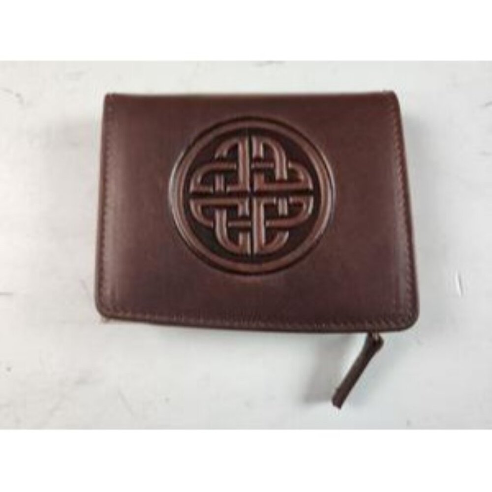 Lee River Genuine Leather Celtic Knot Bi-Fold Zip Wallet With Box Women's Brown - Picture 2 of 5